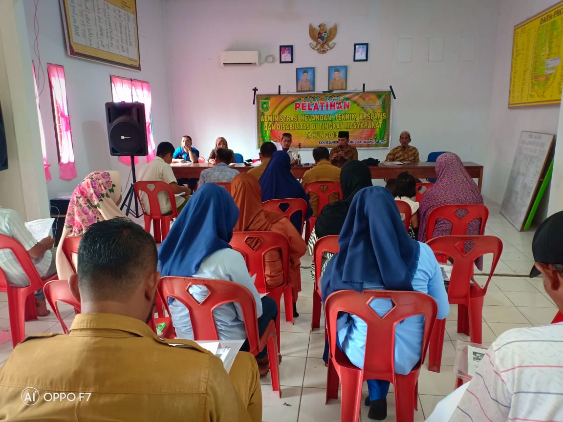 Pelatihan  PAMSIMAS ( Penyedian Air Minum dan Sanitasi Berbasis Masyarakat) Tingkat  Masyarakat Tahun 2019 Di Desa Sialang Pasung